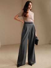 Anewsta Women's Gray Casual Straight-Leg Ankle Pants, Office Wear